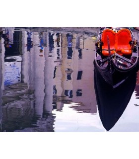 GONDOLA AMONG VENETIAN REFLECTIONS